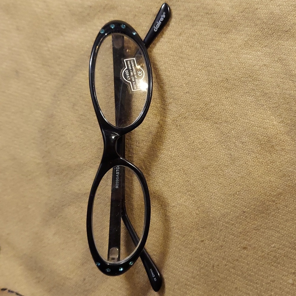 ❤️ Claire's Black & Blue Rhinestones Cat Eye Reading Glasses